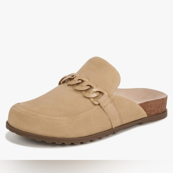 Vionic GEORGIE Tan Leather Beige Mules Slides Shoes New Women's 8 8.5 11 - Picture 1 of 5